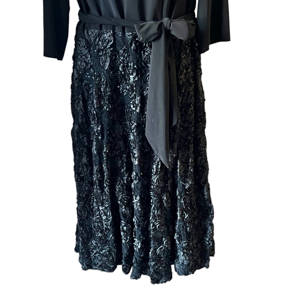 Alex Evenings Blk Dress 3/4 Sleeves Sequins Lace patassimenterie Women's Size 18 - Picture 5 of 16